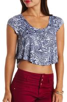 Thumbnail for your product : Charlotte Russe Double Scoop Paisley Print Swing Crop Top