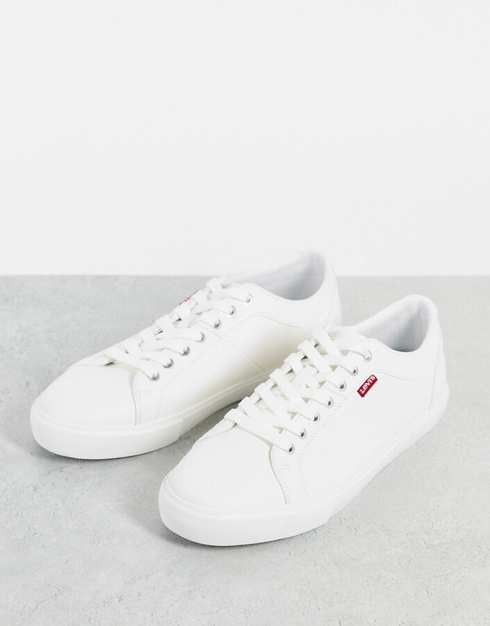 Levi's woodward sneakers with small tab logo in white - ShopStyle