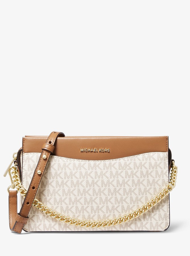 michael kors jet set travel vanilla large logo crossbody handbag
