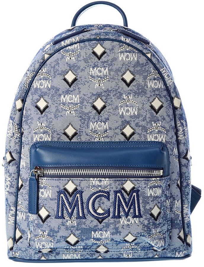 light blue mcm backpack