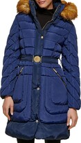 Thumbnail for your product : GUESS Faux Fur Trim Belted Puffer Coat