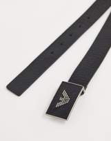Thumbnail for your product : Emporio Armani plaque buckle leather belt in black