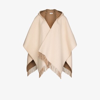 Fendi Brown Hooded Jacquard Poncho - ShopStyle Capes