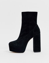 Thumbnail for your product : ASOS Design DESIGN Eclipse premium suede platform ankle boots in black