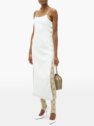 Marine Serre Chain-embellished Upcycled-cotton Dress - White