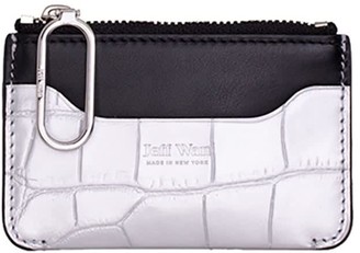 Jeff Wan Silver Embossed Crocodile Leather Zip Coin Pouch Port Louis