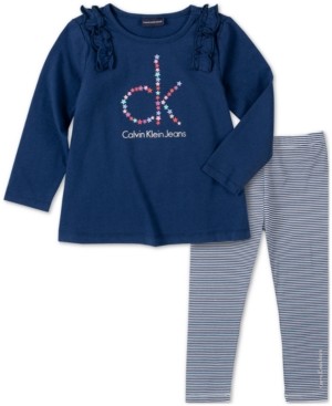 Calvin Klein Jeans Baby Girls 2-Pc. Logo-Print Tunic & Stripe Leggings Set  - ShopStyle