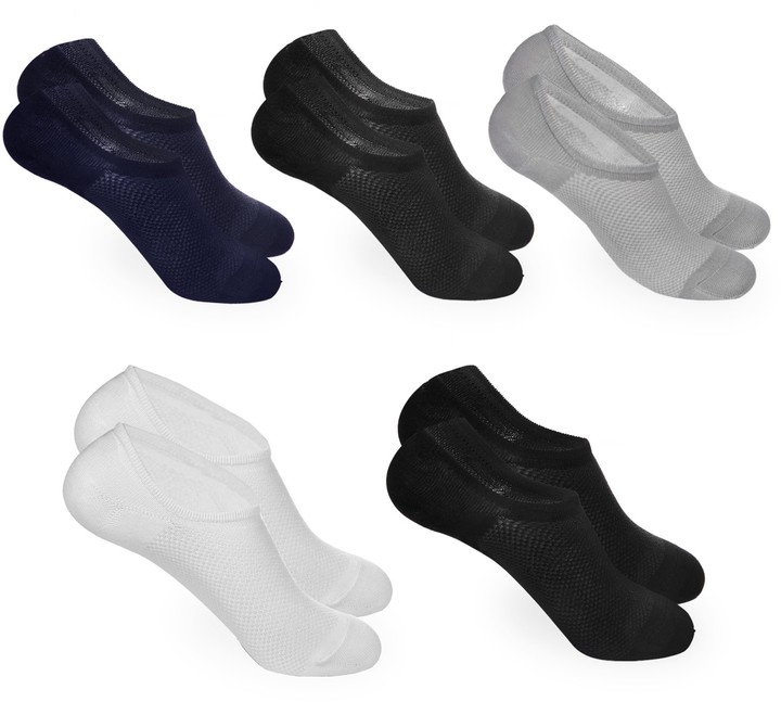 One Size Mens Socks 1 HBF 5 pairs Ankle Socks Bamboo Fiber Net Loafer Boat Liner Low Cut No Show Socks 