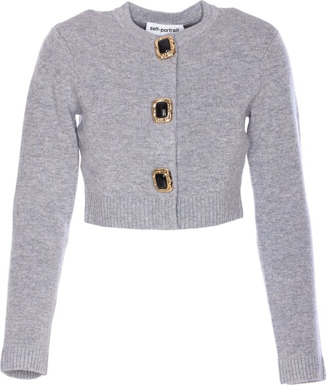 Self-Portrait Button-Up Cropped Cardigan