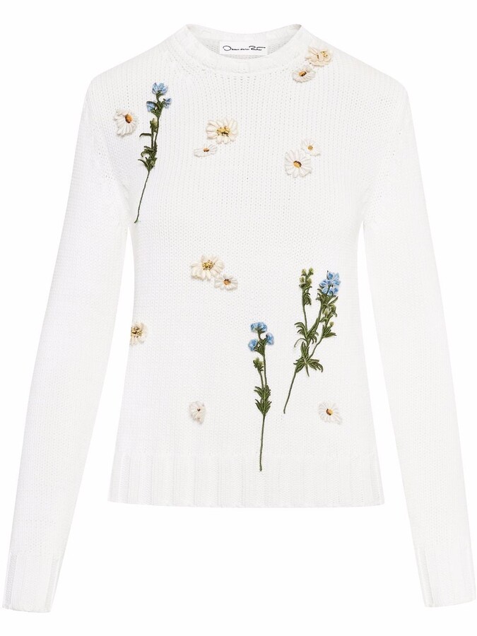 New Women Ladies Floral Embroidery Jumper Sweatshirt Sweater Top LC 