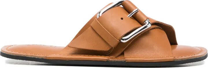 Plan C Buckle Leather Sandals