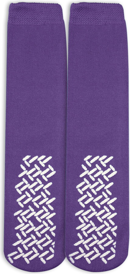 NOBLES HEALTH CARE PRODUCT SOLUTIONS Nobles Assorted Anti Skid/ No Slip Hospital Gripper Socks, Great for adults, men, women. Designed for medical hospital patients but great for everyone (1 Pair Purple)