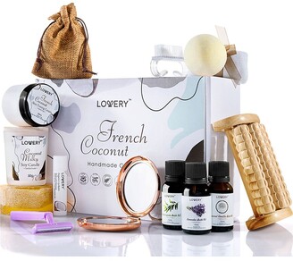Lovery French Coconut Handmade Body Care 20Pc Gift Set, Aromatherapy Spa Basket