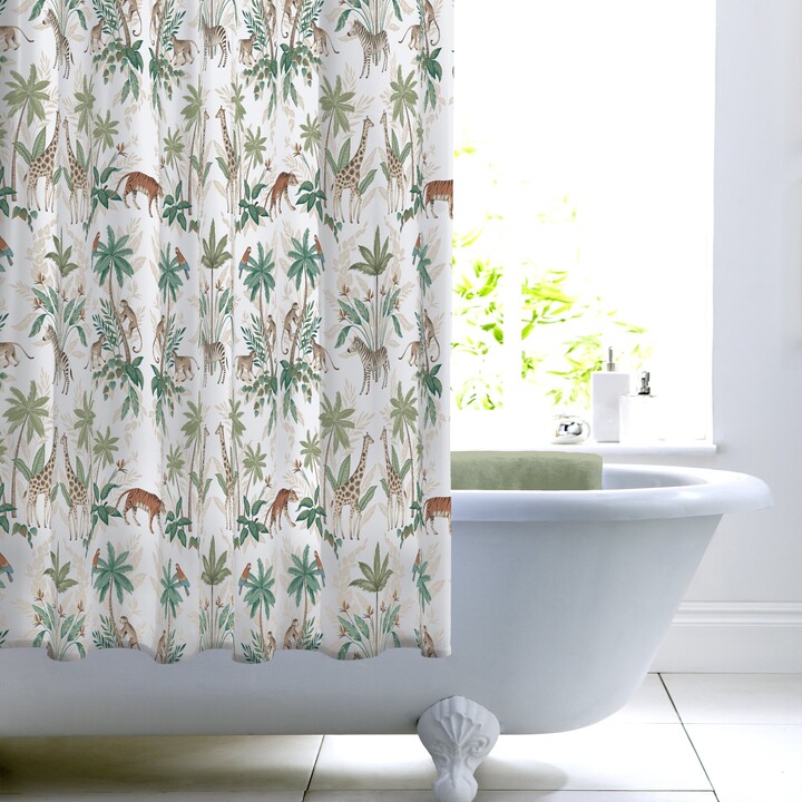 Dunelm Safari Textured Shower Curtain Green/Brown ShopStyle