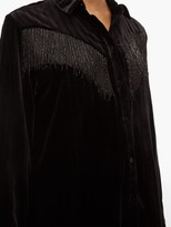 Thumbnail for your product : BLAZÉ MILANO Etoile Beaded-fringe Velvet Shirtdress - Black