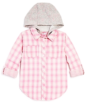Design History Girls' Hooded Plaid Button-Down Shirt - Big Kid