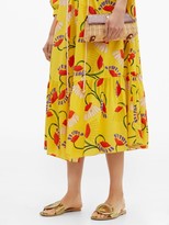 Thumbnail for your product : Borgo de Nor Natalia Lip And Floral-print Cotton Midi Dress - Yellow Multi
