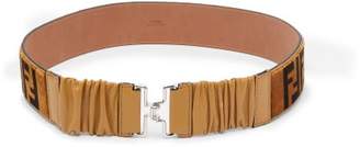 Fendi Logo Shearling And Leather Belt - Womens - Brown