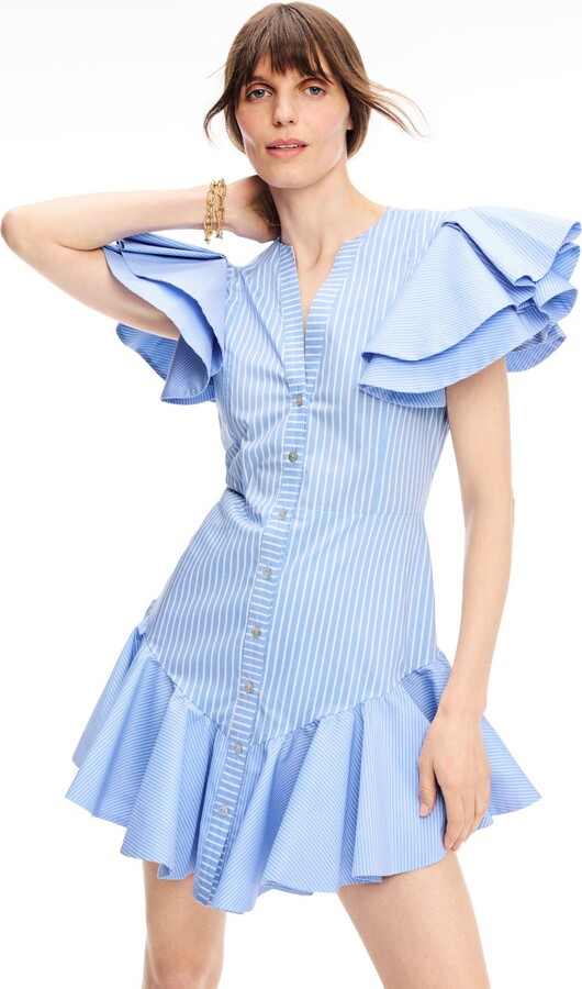 No Pise La Grama Blue Striped Arbolada Dress Blue-white-print