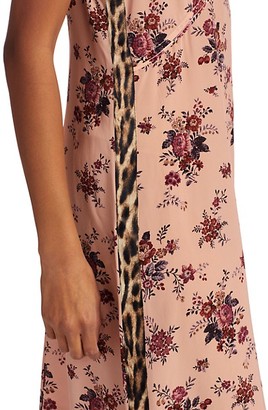 R 13 Floral & Leopard Trim Slip Dress