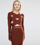 Thumbnail for your product : True Decadence Petite Wrap Front Bandage Crop Top
