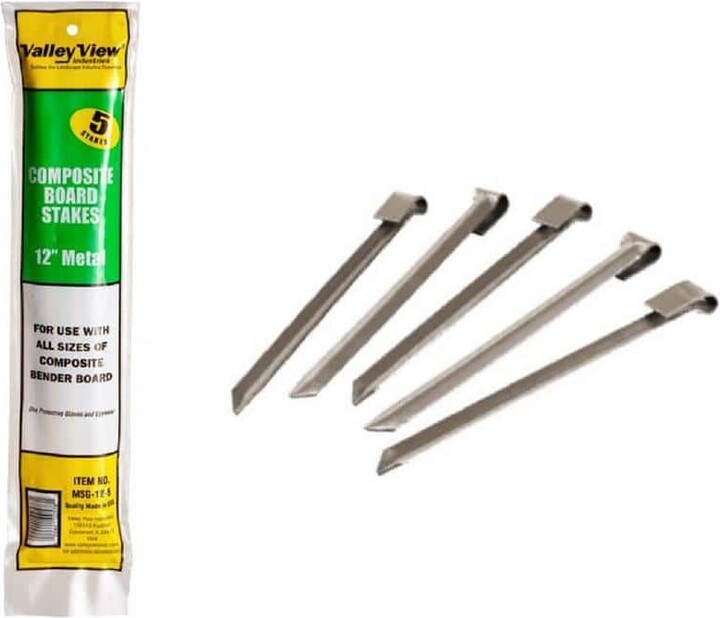 Valley View 1 ft. Composite Bender Board Metal Stakes (2 Bags of 5 Stakes Per Bag)