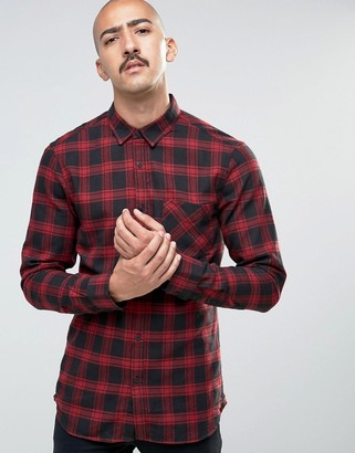 Pull&Bear Checked Shirt In Black And Red In Regular Fit