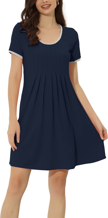Unique Bargains Women’s Sleepwear Pajama Dress Strtechy with Pockets Lounge Nightgown