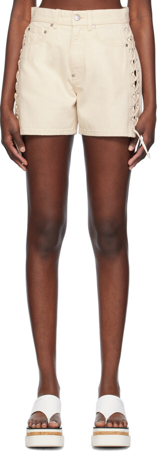 Stella McCartney Off-White Lace-Up Denim Shorts