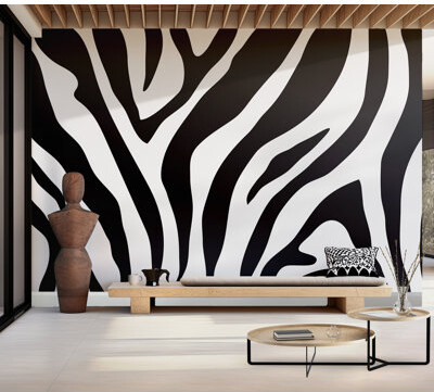 Orren Ellis Premium Peel & Stick Wall Mural - Zebra Stripes Pattern