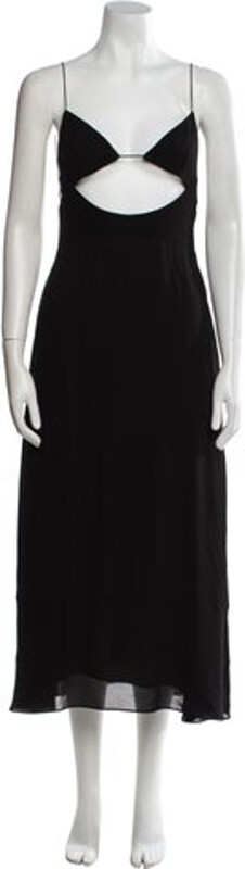 Saint Laurent Slip Dress From the 2021 Collection Black Cutout Accent Sleeveless with V-Neck Concealed Zip Closure at Back