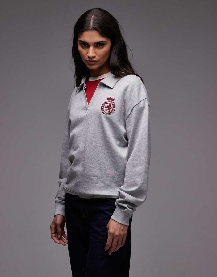 Tommy Hilfiger crest lounge sweatshirt in gray heather