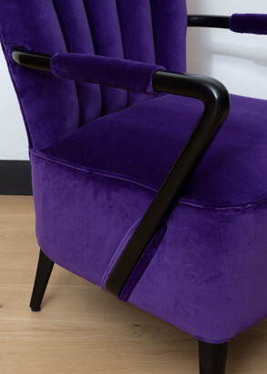 Paul Smith Scalloped Back Italian Armchairs With Purple Velvet Upholstery, 1940s - Set of Two