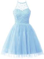 Thumbnail for your product : Cdress Homecoming Dresses Short Tulle Cocktail Prom Gowns Junior Evening Party Dress Halter Beads US