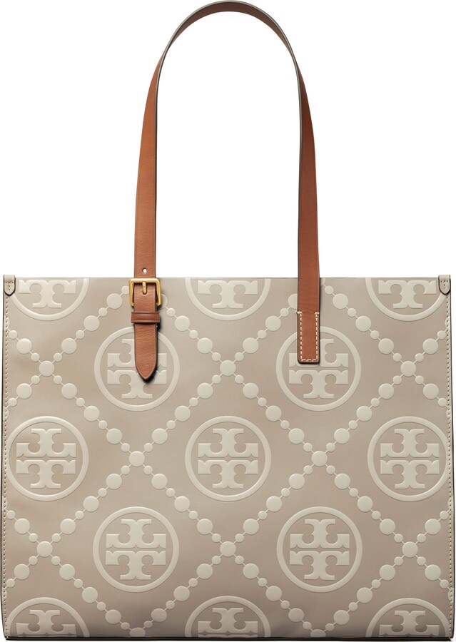 Tory Burch T Monogram Contrast Embossed Leather Tote