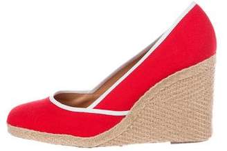 Sergio Rossi Woven Canvas Wedges