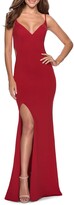 Thumbnail for your product : La Femme Strappy Back Jersey Gown