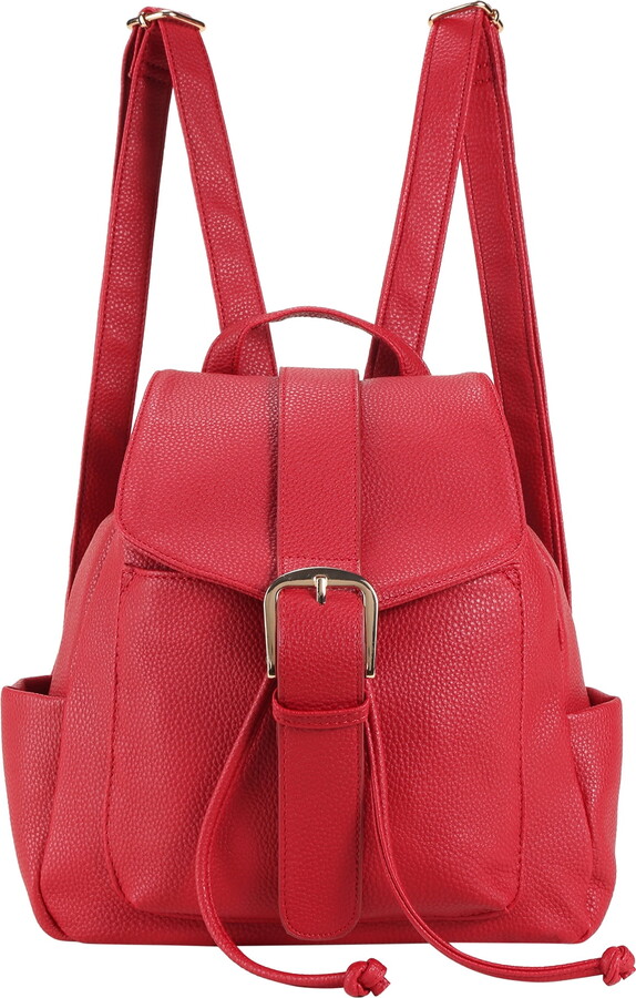 Be Cool Becool Women’s Pebble Flap Red Backpack with Zipper Medium Double Entry