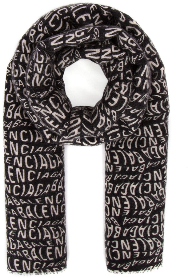 balenciaga black and white scarf