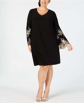 MSK Plus Size Embroidered-Sleeve Dress