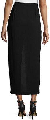 Halston Faux-Wrap Maxi Skirt, Black