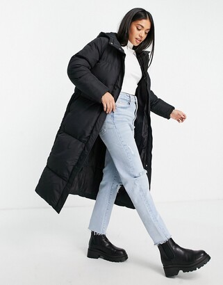 Threadbare Petite Jodie maxi puffer coat in black - ShopStyle