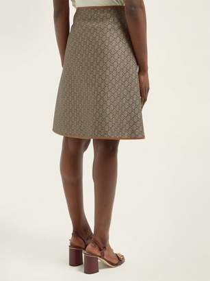 Gucci A Line Gg Jacquard Cotton Blend Skirt - Womens - Beige Multi