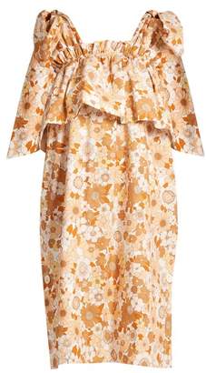 Chloé Ruffled-tier floral-print cotton dress