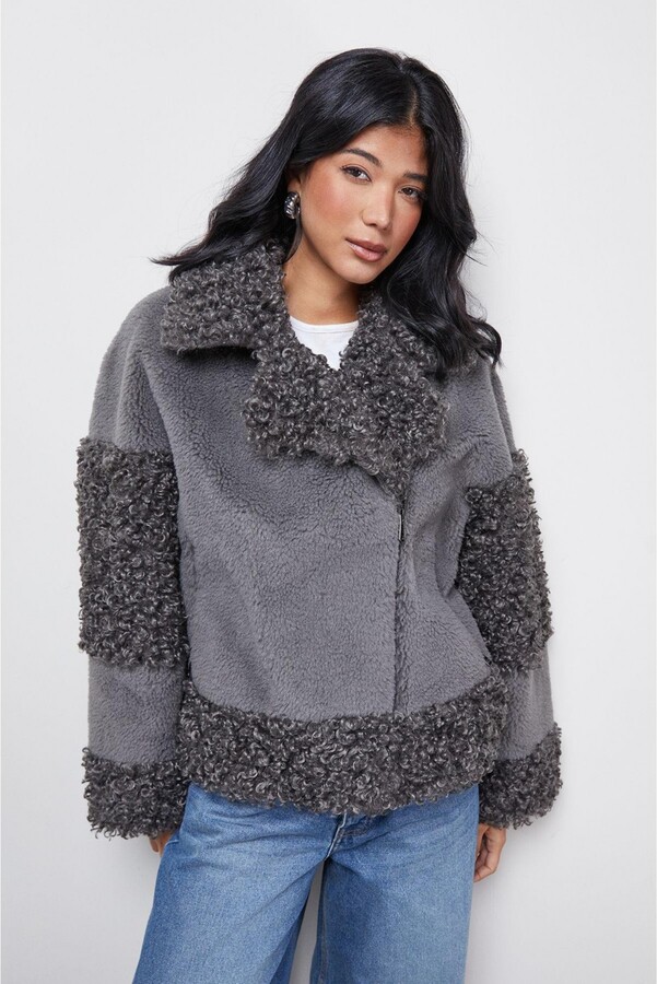 Warehouse Women's Faux Fur Mix Zip Through Jacket