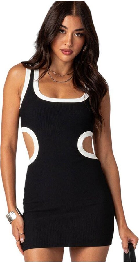Edikted Women's Contrast cut out ribbed mini dress ShopStyle