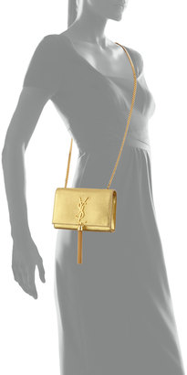 Saint Laurent Monogram Small Kate Metallic Tassel Crossbody Bag, Gold