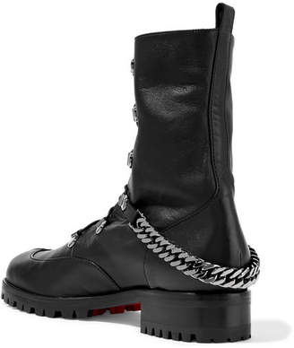 Christian Louboutin Chain-trimmed Leather Boots - Black