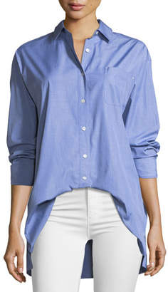 Lafayette 148 New York Everson Anthology Shirting Button-Down Blouse with Pocket