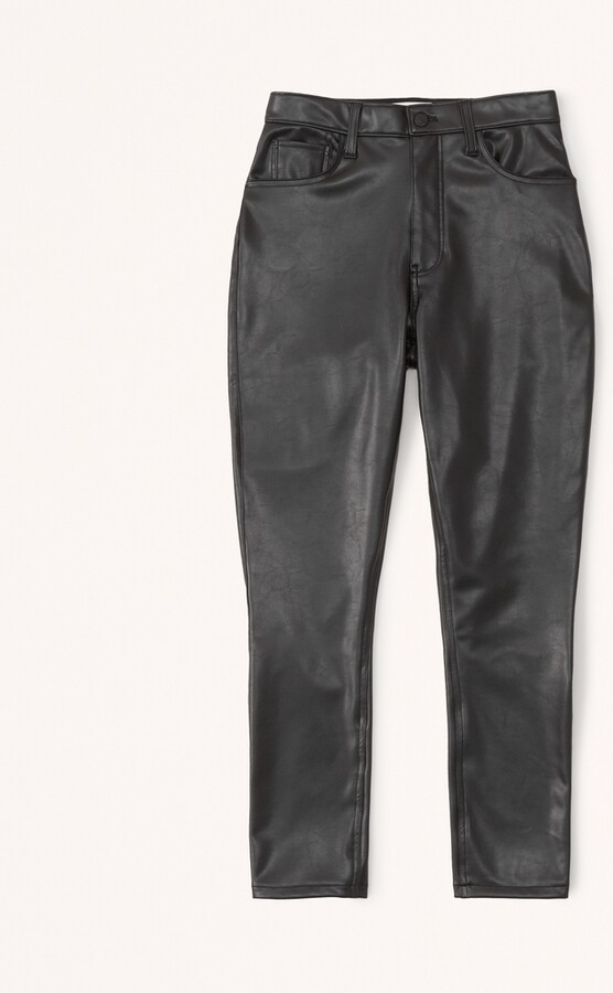 Abercrombie & Fitch Women's Curve Love Vegan Leather Skinny Pant in Black - Size 37S